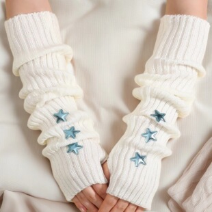 Lolita蝴闪粉星星袖套花边百搭日系甜美可爱珠珠手套黑色纯欲公主