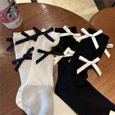 简约轻薄春夏蝴蝶结可爱韩系女袜