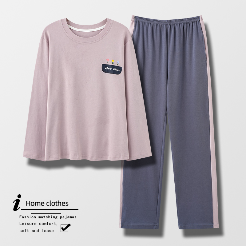 2025年新款睡衣女士纯棉长袖春秋季大码中年妈妈薄款套头全棉套装