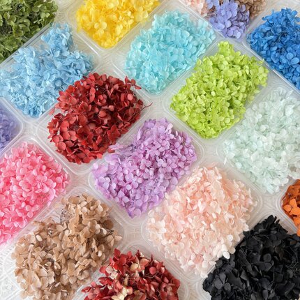 A级永生花绣球diy材料包真花自然风干香薰蜡烛团扇相框装饰花材盒