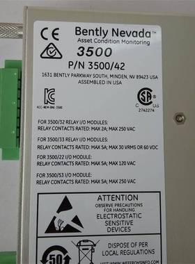 本特利3500/42-01-00前面板176449-02、后背板128229-01 振动模块