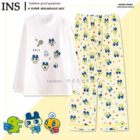 tamagotchi women's spring and Autumn long-sleeved pure cotton cream yellow cute Mamiji home wear thumbnail 5
