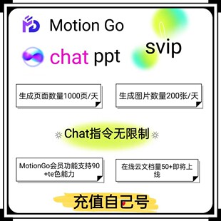 MotionGO会员ChatPPt会员svip一键生成智能大纲文档转换ppt演讲稿