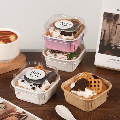 烤箱专用方形一次性带盖烘焙纸托