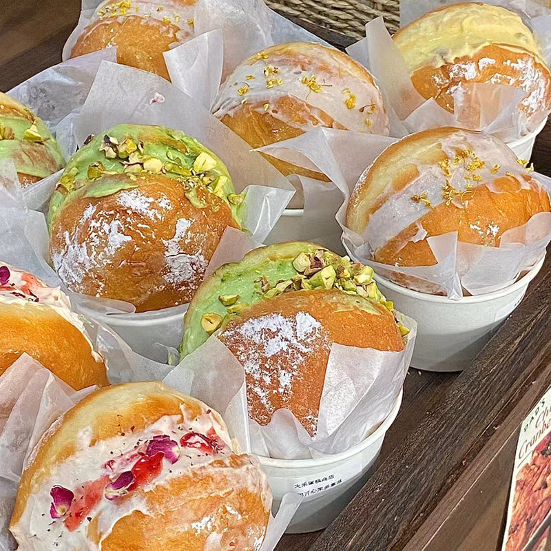 网红爆浆甜甜圈单个装纸碗韩式多拿滋打包盒烘焙面包加厚包装纸盒,厨房/烹饪用具,点心包装盒/包装袋,淘宝优惠券,粉丝福利购,淘宝优惠卷