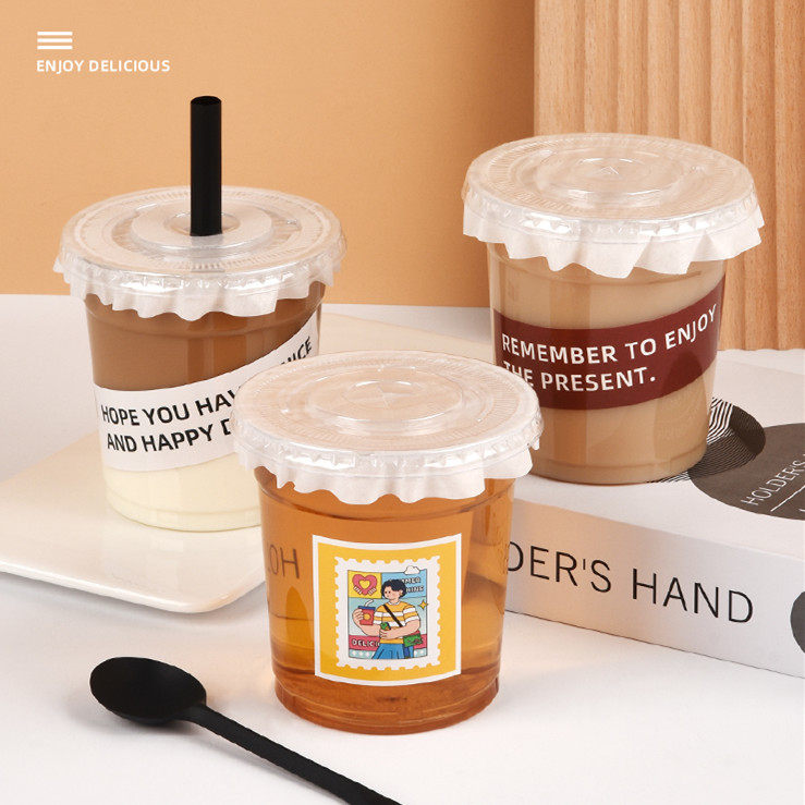 奶茶杯咖啡杯500ml一次性饮料杯冰粉杯冰粉打包盒冷饮杯拿铁杯