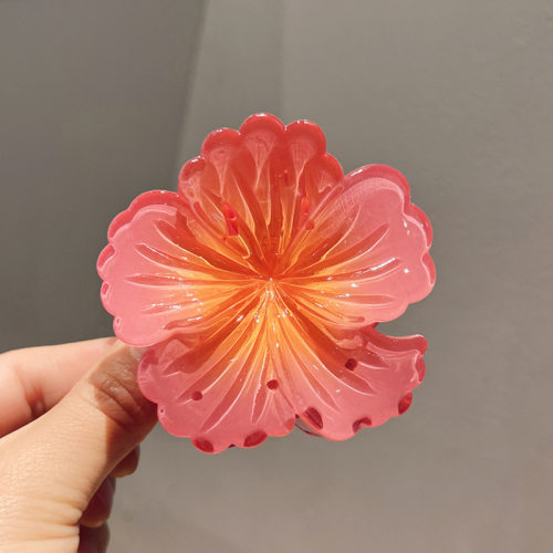 彩色渐变鸡蛋花抓夹女后脑勺盘发发夹高级感花朵鲨鱼夹子头饰发卡