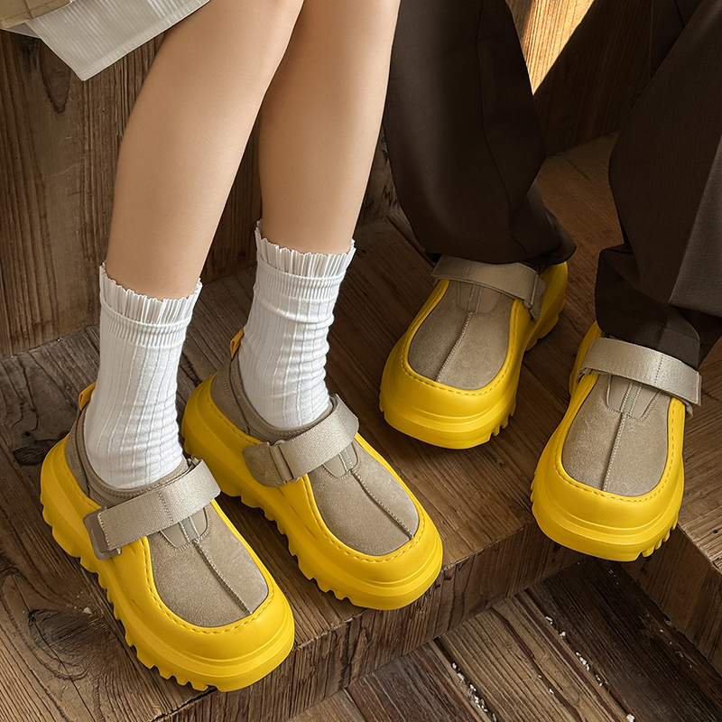 厚底魔术贴休闲鞋男女款2025秋季新款时尚低帮防滑百搭束带运动鞋