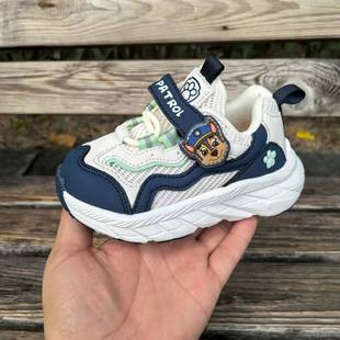 断码库存汪汪队男童春秋网面休闲运动鞋小童户外纽扣鞋微瑕处理