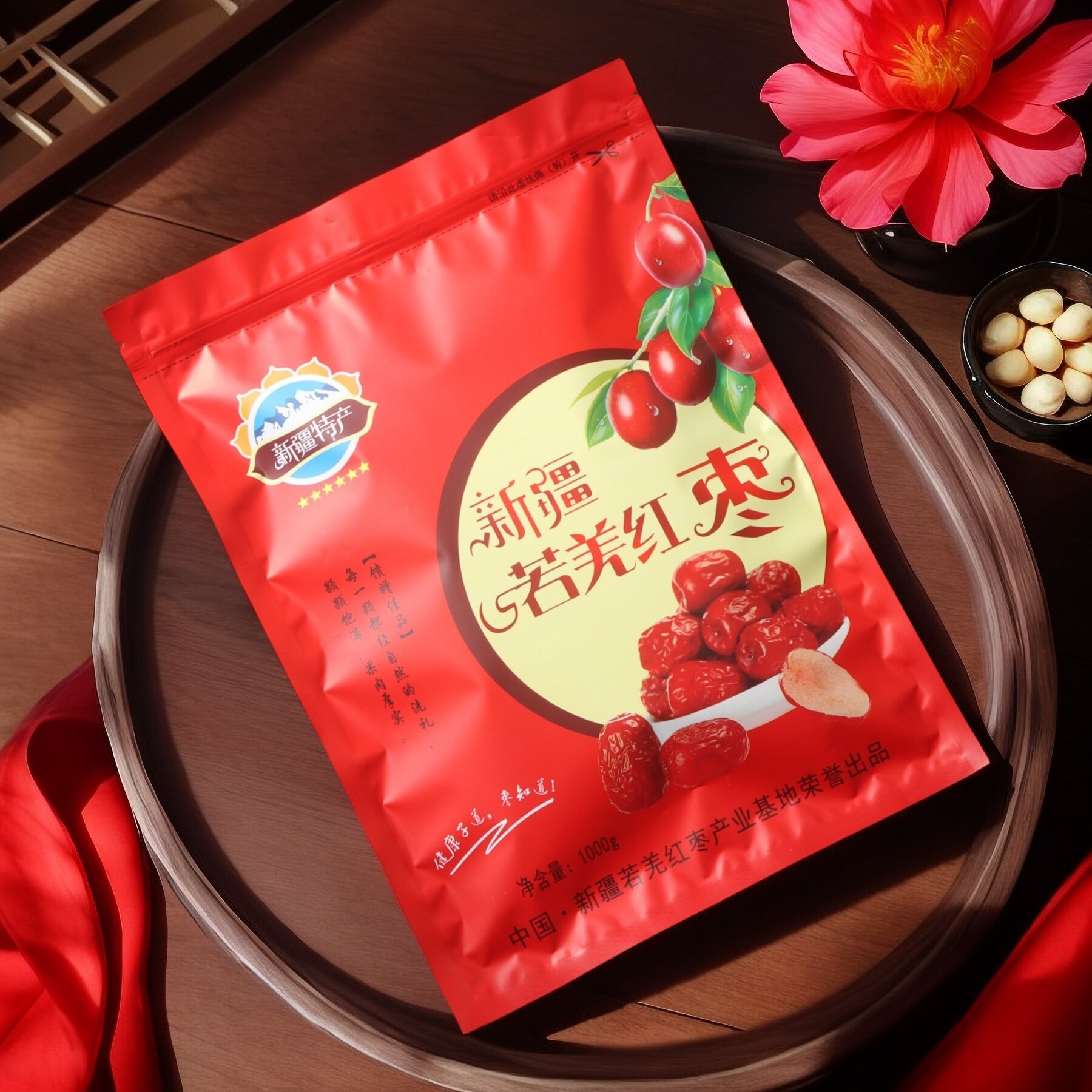 若羌红枣包装袋拉链自封口袋新款新疆红色透明塑料袋子500克2斤装