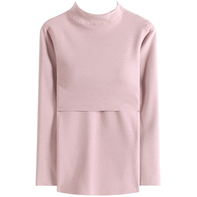 产后哺乳上衣免穿文胸中高领孕妇秋衣上衣德绒保暖内衣喂奶月子服