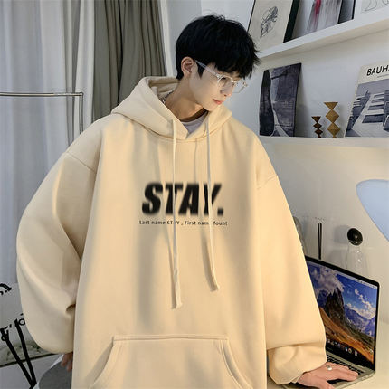 重磅硬挺连帽卫衣秋冬oversize美式高街男款潮牌大码加绒加厚外套