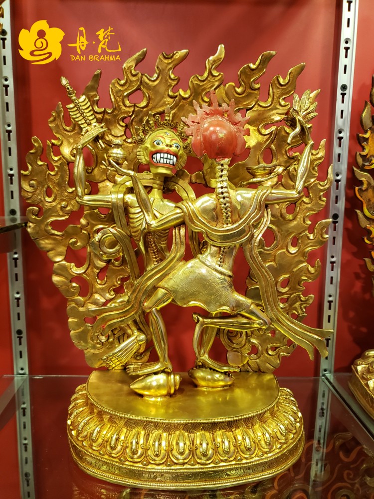尸林怙主雕像尼泊尔纯铜全鎏金陀护法特色坨40cm其他国家