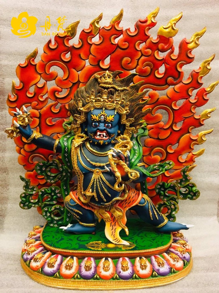 尼泊尔精品彩绘金刚手雕像释迦族恰那多杰铜雕像高包西藏古代铜雕