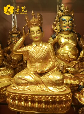 尼泊尔全鎏金大宝法王噶玛巴雕像高30cm释迦族精品西藏古代铜雕