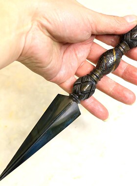 尼泊尔怀旧复古手工精品普巴橛 金刚杵法器纯手工制作23.5cm铜+铁