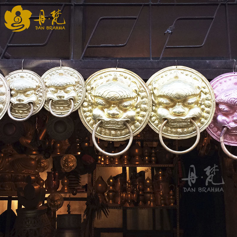 丹梵藏式纯铜麒麟复古拉手仿古别墅装饰品大门门跋门拉手大拉手