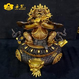 尼泊尔大师作品能食金刚啃噬手工紫铜香炉空行母火供西藏古代铜雕