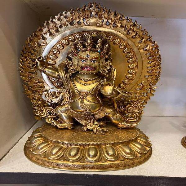 金刚手菩萨全鎏金铜雕fo佛像 藏传密宗铜雕像高30cm尼泊尔一尺