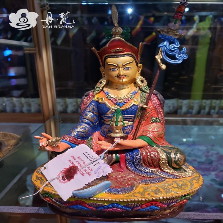 尼泊尔精品彩绘7寸莲士雕像 高度22厘米 精品手工铜雕像 顺丰包邮