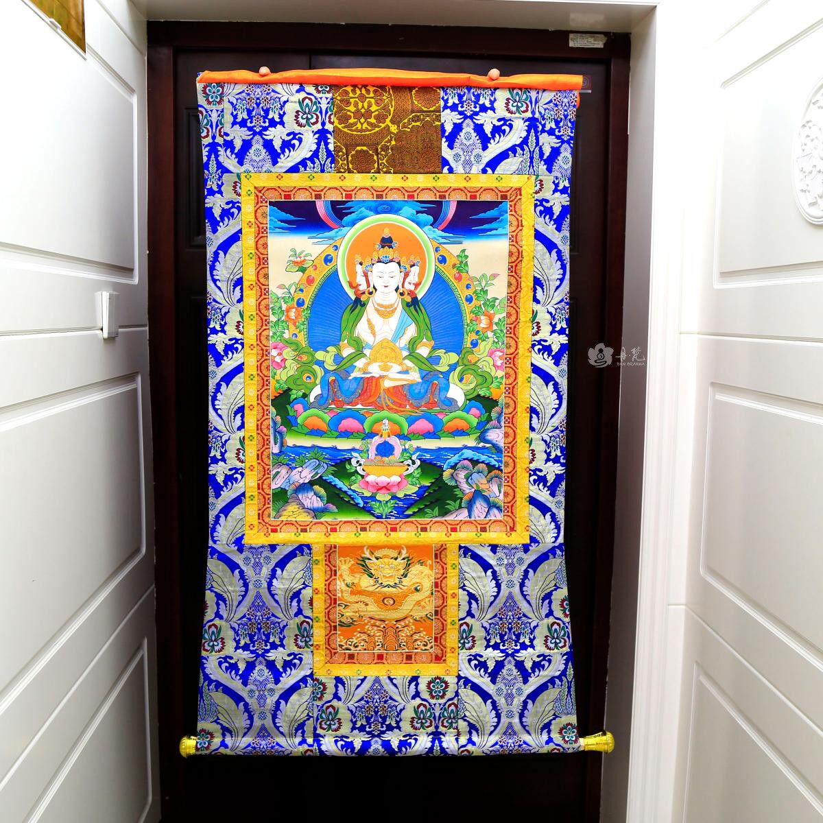 尼泊尔手绘唐卡大日如来精品纯手工藏式装裱1.25m装饰布挂画玄关