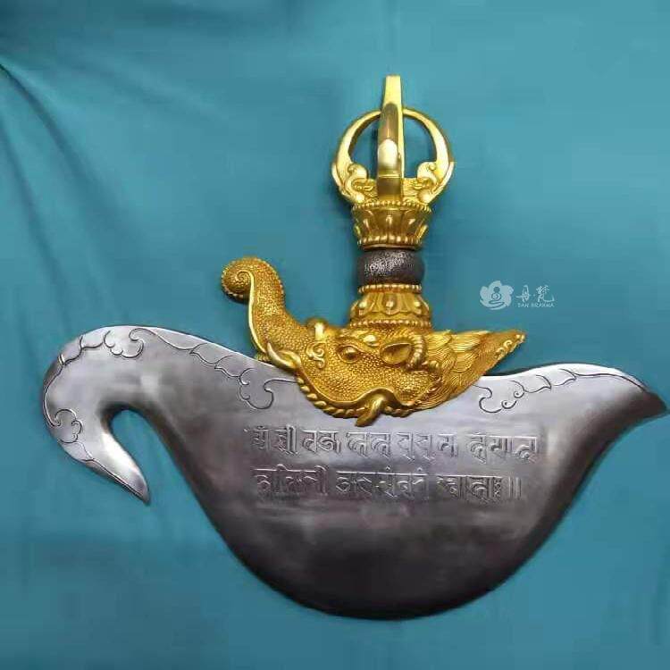 尼泊尔精品鎏金金刚钺刀 摆件30cm 精工金刚钺刀一尺 收藏级精品