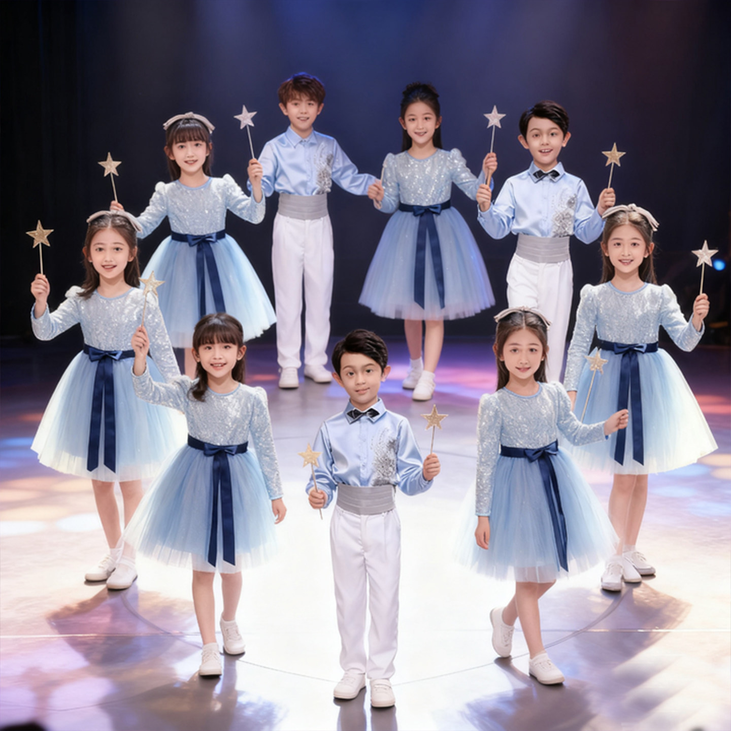 儿童合唱服表演服演讲亮片公主风图片