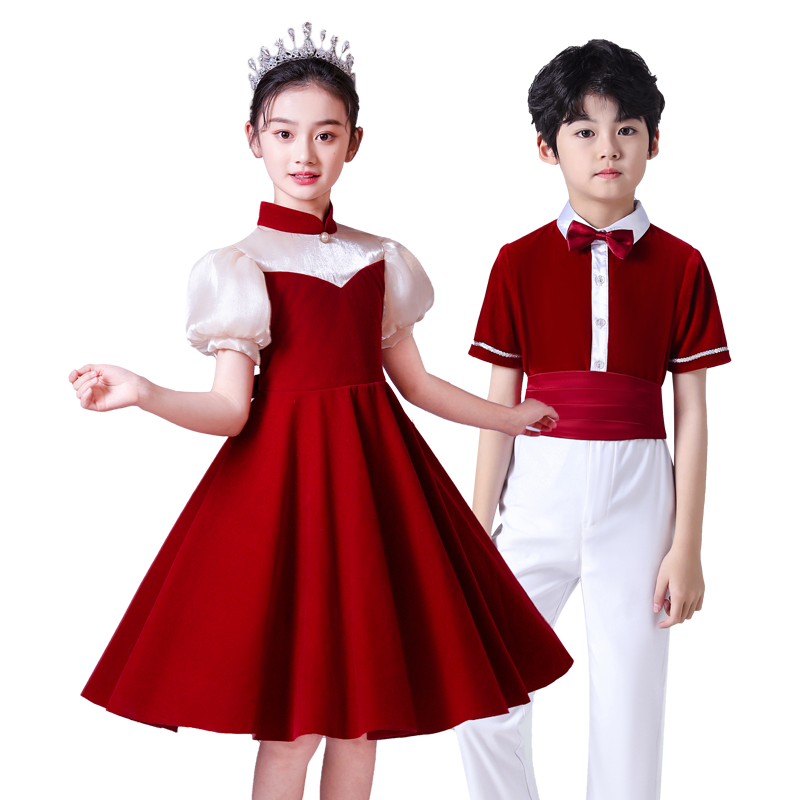 元旦儿童表演服红色爱国主题朗诵学生合唱团演出服诗朗诵表演服06