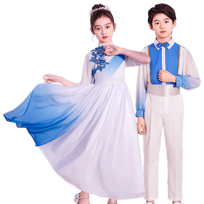 六一儿童中国风合唱演出服中小学