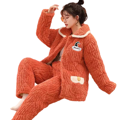 冬季法兰绒睡衣特价促销中女