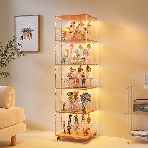 梅氏亚克力展示柜创意家用书房展示柜客厅转角多层可移动旋转书架