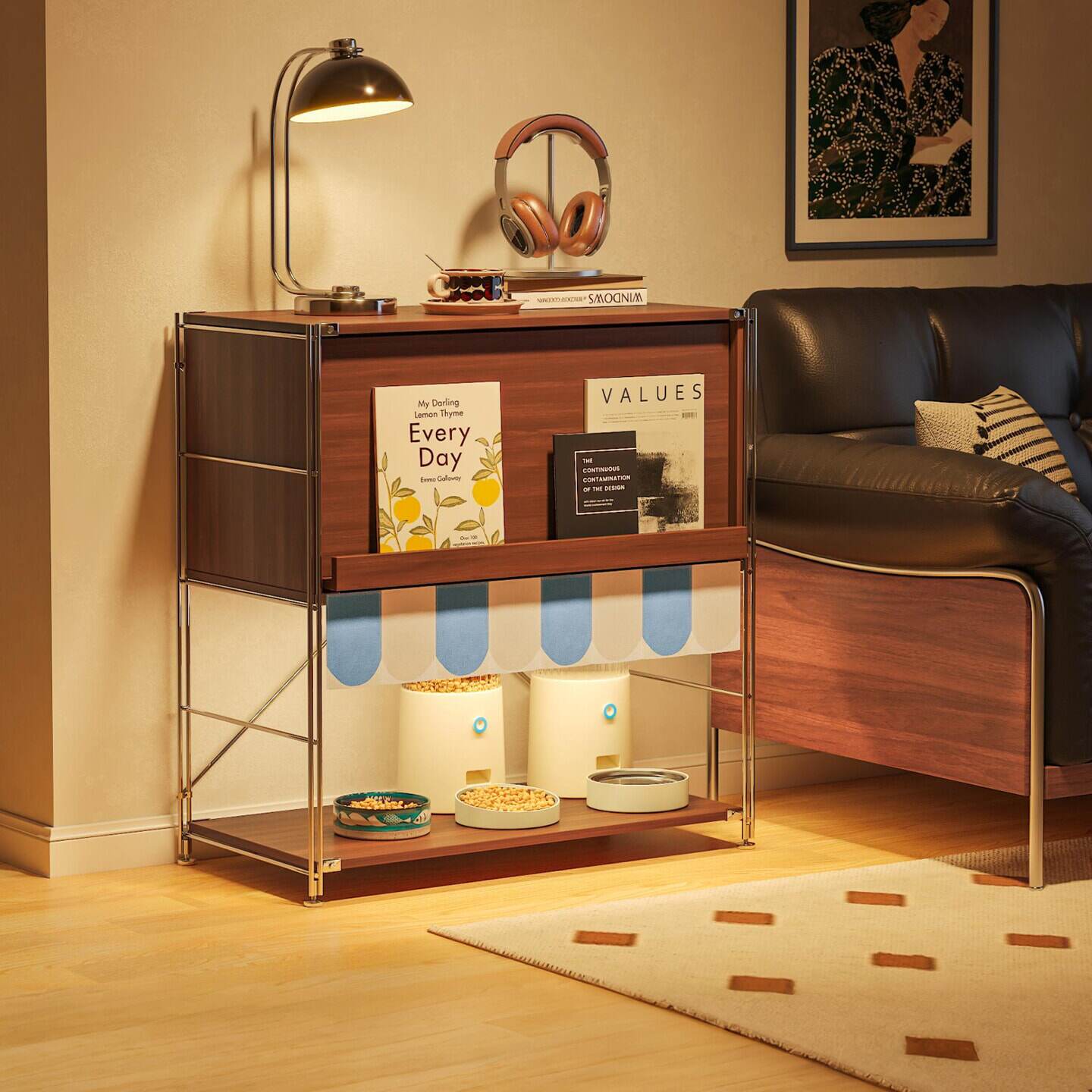 猫厕所猫砂柜室内猫家用咪食堂用餐一体人宠共用家具猫别墅宠物盆