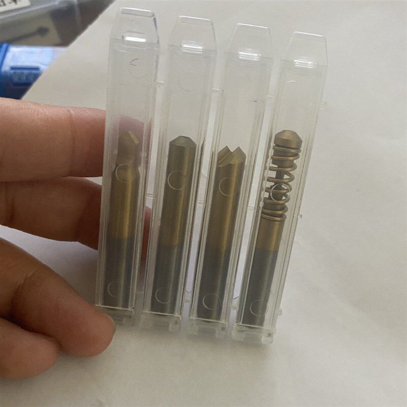 速发镀钛子母珠4件套机专用钻头AB导针打孔扁刀铣刀工具