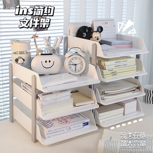 速发文件书面收纳盒办公室工位多层整理神器大桌量学生容桌抽屉置