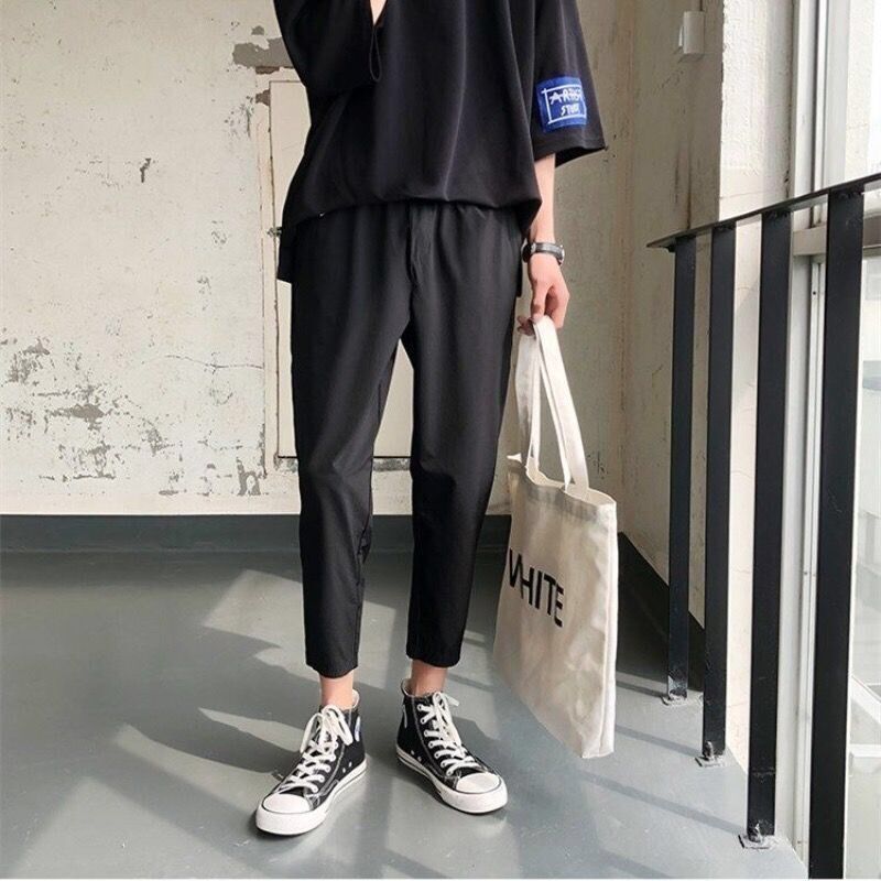 速发裤子赵韩版潮流直筒阔腿裤男松休闲裤垂坠感西裤九宽之郑