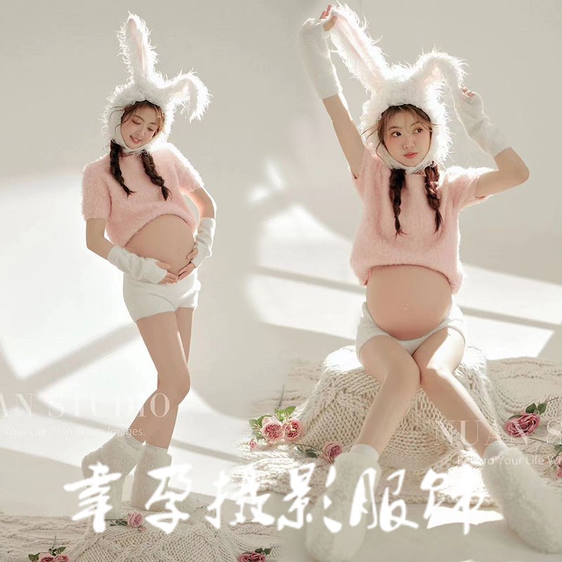 速发孕妇照服装影楼款新兔年拍题主照孕妈春季可爱清新艺术照衣服