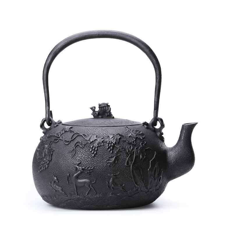 速发烧水铁壶特大号铸铁泡茶老铁壶家用浮雕煮水壶生铁壶10065z