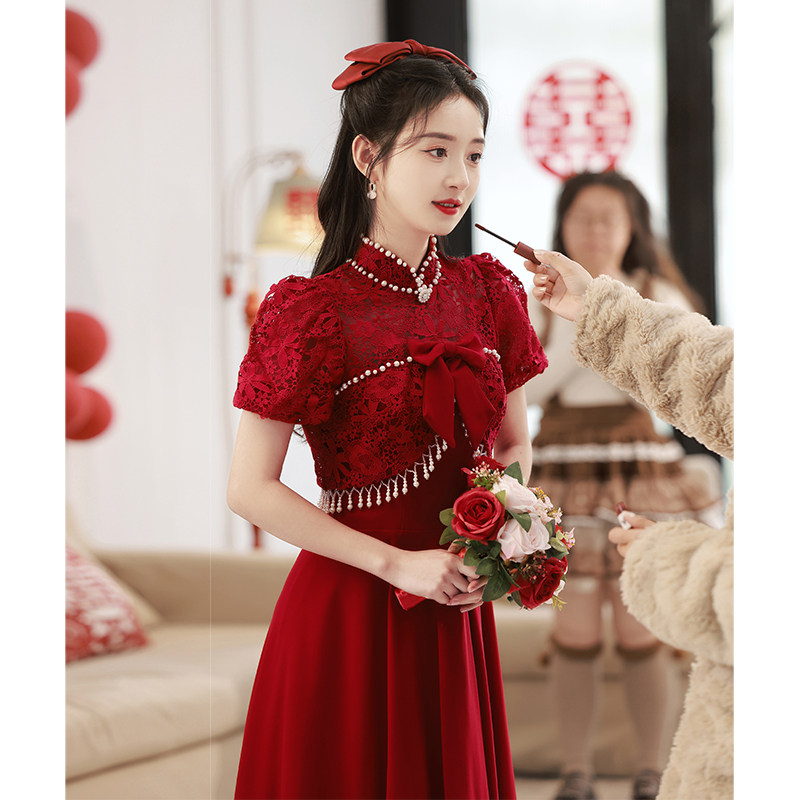 速发敬酒款新婚2025新服结婚便装酒红色高级感订娘小礼服连衣裙夏