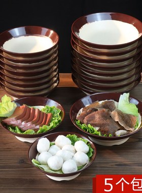 速发火锅店怀旧复古密胺碗碗粗碗市井仿瓷土陶土粗碗地摊火锅盘子