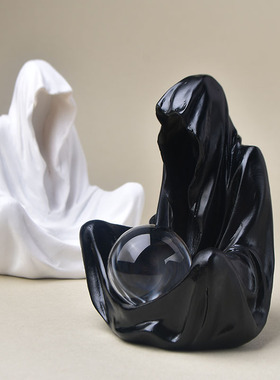 速发跨境圣居家节质艺品幽灵男师水晶球底座矿石展示架摆件优工白