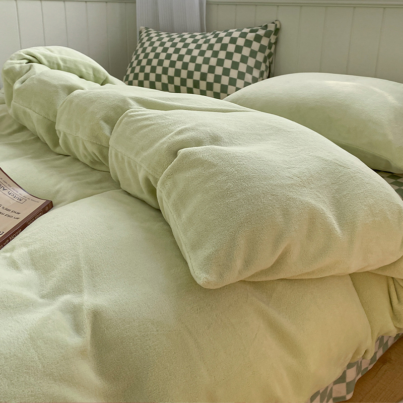 速发珊瑚绒单件牛0绒2兰0x2奶冬季法0加绒毛绒单双人被罩150x200
