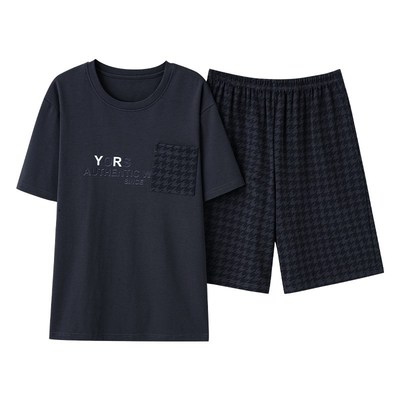 速发男士睡衣夏季圆领男款薄款2024年新款男生宽松大码家居服套装