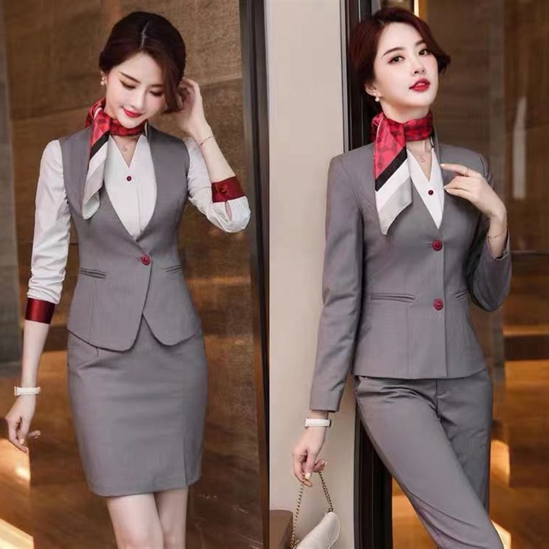 现货速发空姐制服马甲套装酒店迎宾工作服师高铁售楼面试服工装