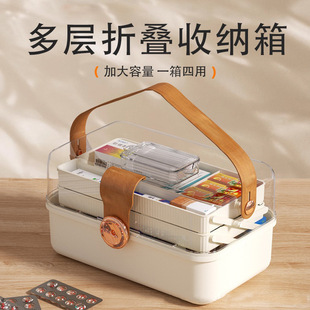 多层家用手提药箱家庭医药箱收纳盒大容量化妆品收纳架五金工具箱