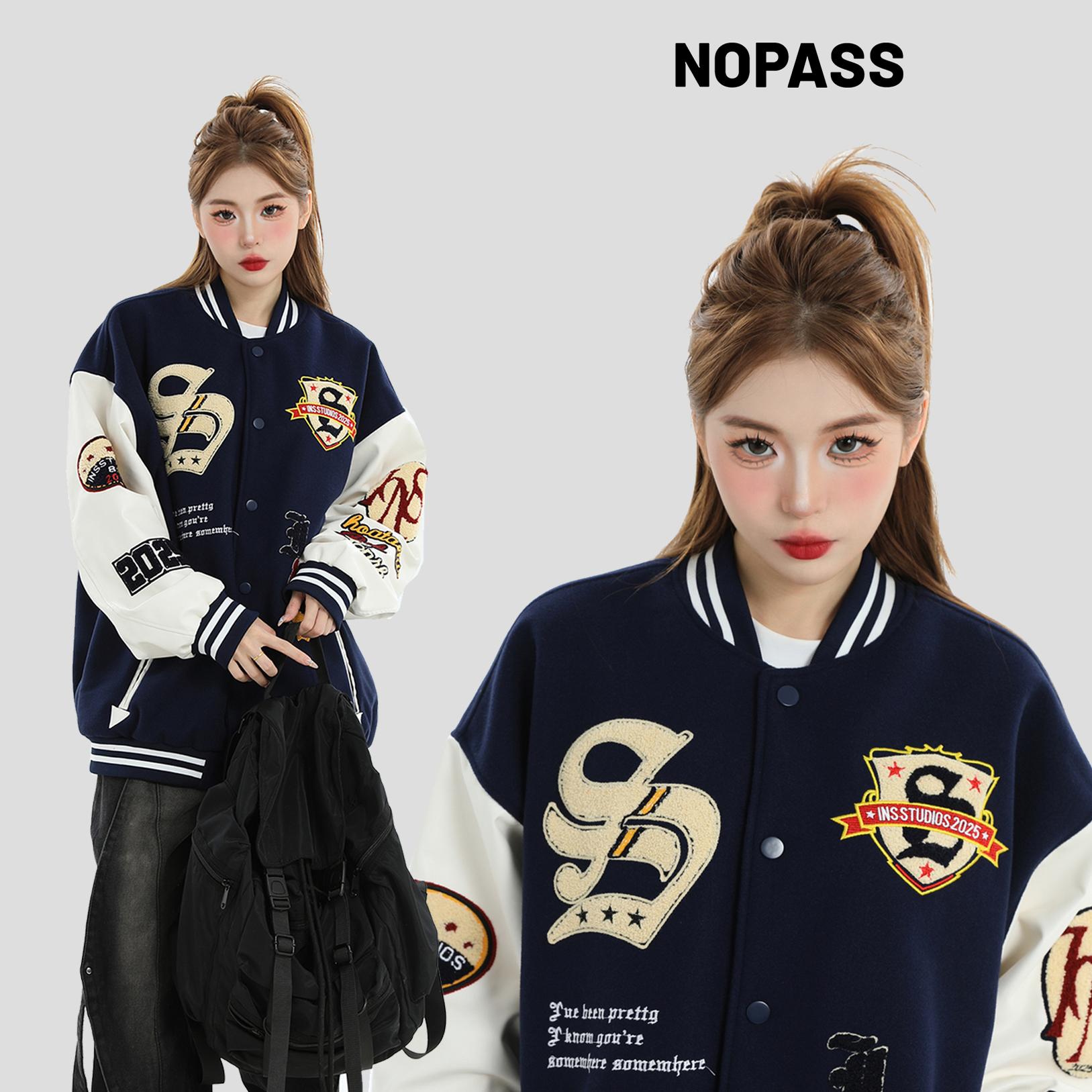 NOPASS植绒毛巾刺绣棒球服