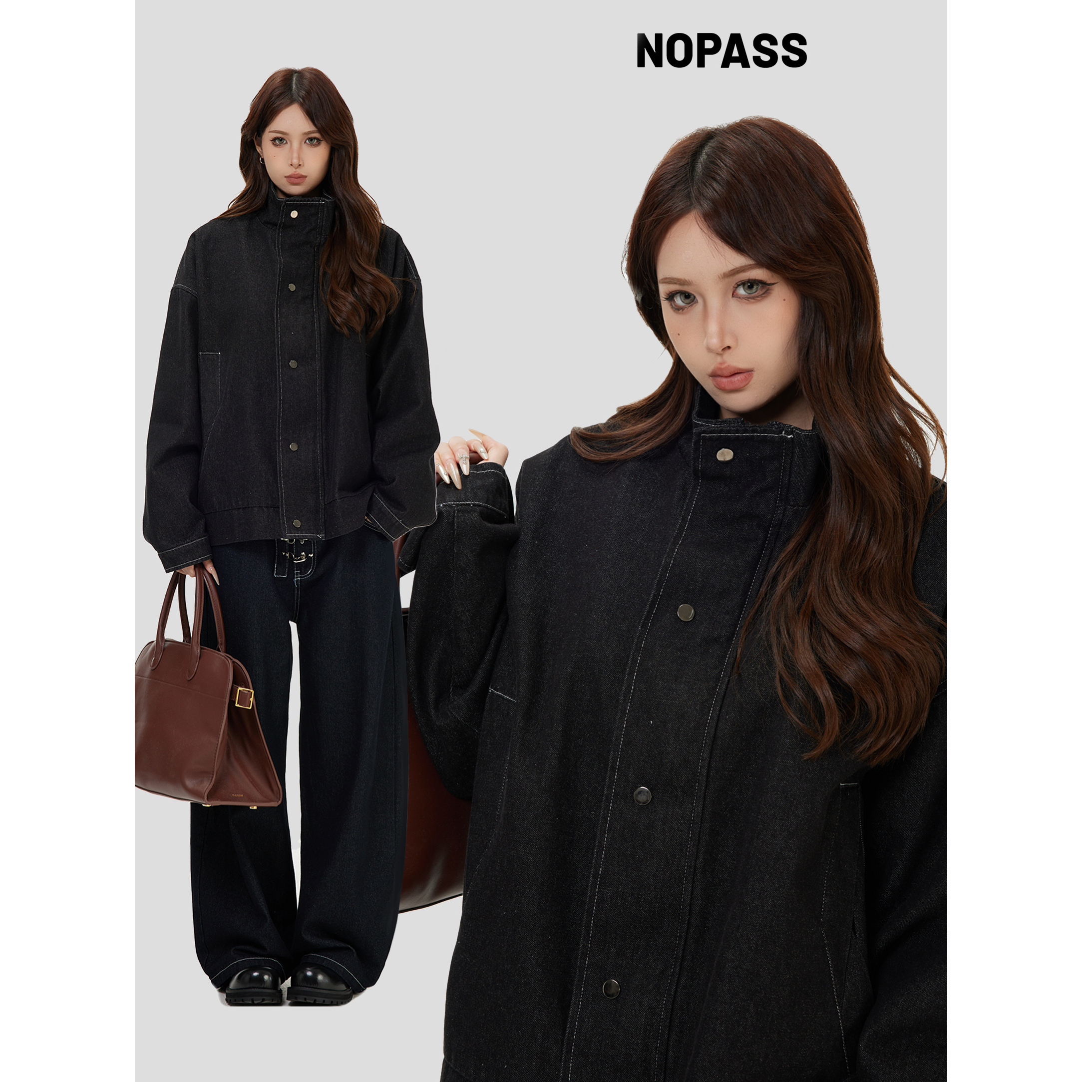 NOPASS立领工装水洗牛仔外套