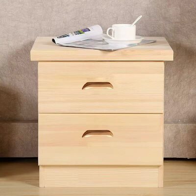 加厚松木床头柜实木简约卧室床边柜落地收纳柜整装白胚发货带漆款