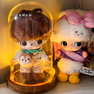 泡泡玛特Dimoo迪士尼奇奇蒂蒂搪胶毛绒发光玻璃罩sp收纳盒防尘盒