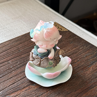 泡泡玛特DIMOO一盏风月手办盲盒莲花底座摆件收纳盒展示古风道具
