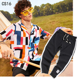 1508-CS16+K522-P45外贸欧美跨境现货短袖衬衫套装夏威夷沙滩衬衣，男装T恤，星座1508-1